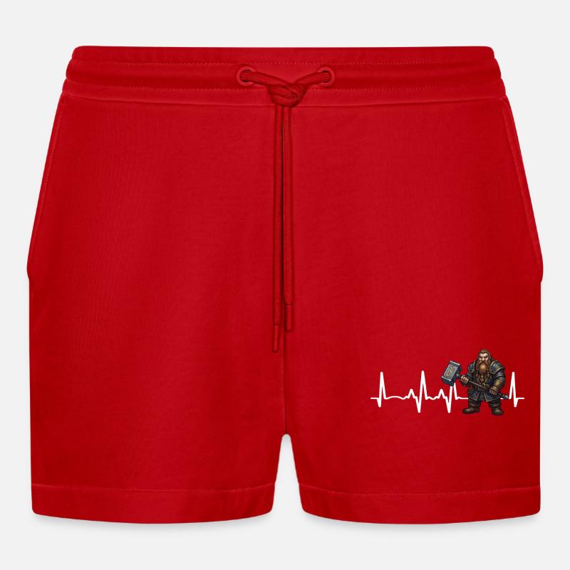 Dwarf Hammer Herzschlag - Organic Relaxed Cropped Shorts Made in EU - Rot