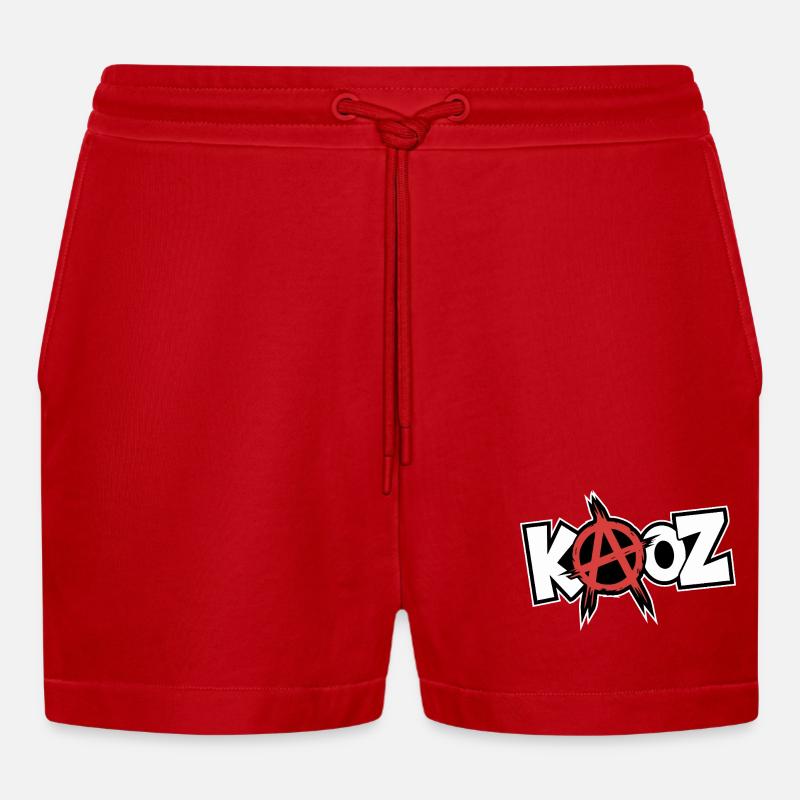 Kool KAOZ Anarchy Graffiti - Organic Relaxed Cropped Shorts Made in EU - red