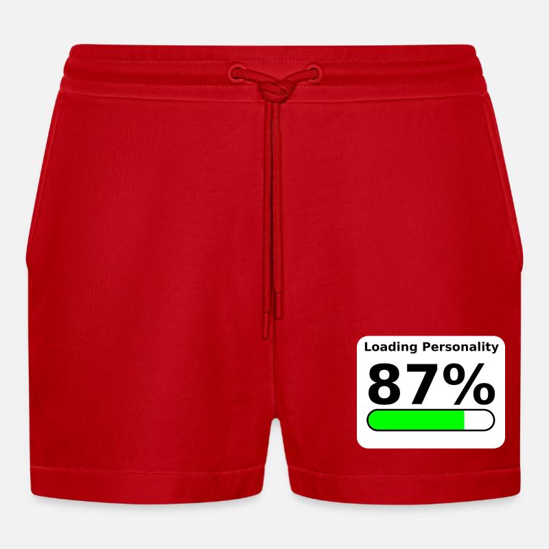 Loading Personality 87% – Nerdy Statement Tee - Organic Relaxed Cropped Shorts Made in EU - Rot