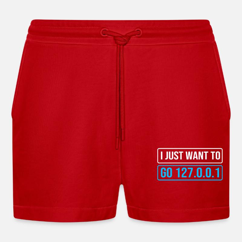 Netzwerk Ingenieur Programmierer Informatiker - Organic Relaxed Cropped Shorts Made in EU - Rot