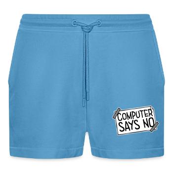 Computer Says No Funny Programmer Nerd Technique - Organic Relaxed Cropped Shorts Made in EU -  Sol Blue - Front
