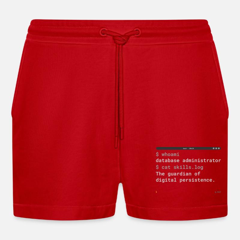Database Administrator Terminal Design - Organic Relaxed Cropped Shorts Made in EU - Rot