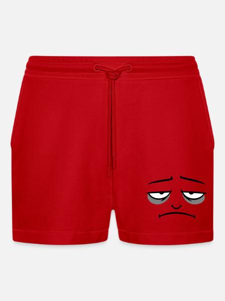 Grumpy sad disappointed face funny - Organic Relaxed Cropped Shorts Made in EU - red