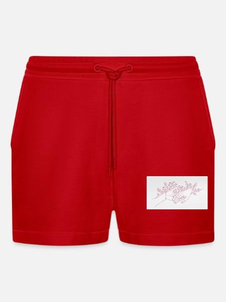 Hand of the Protector - Organic Relaxed Cropped Shorts Made in EU - red
