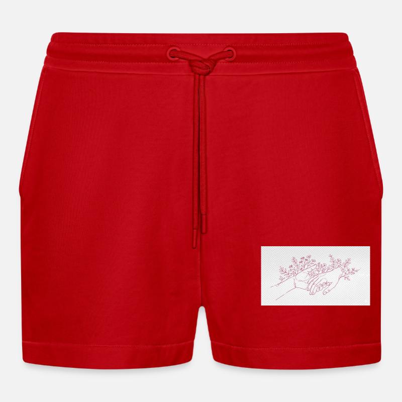 Hand of the Protector - Organic Relaxed Cropped Shorts Made in EU - red
