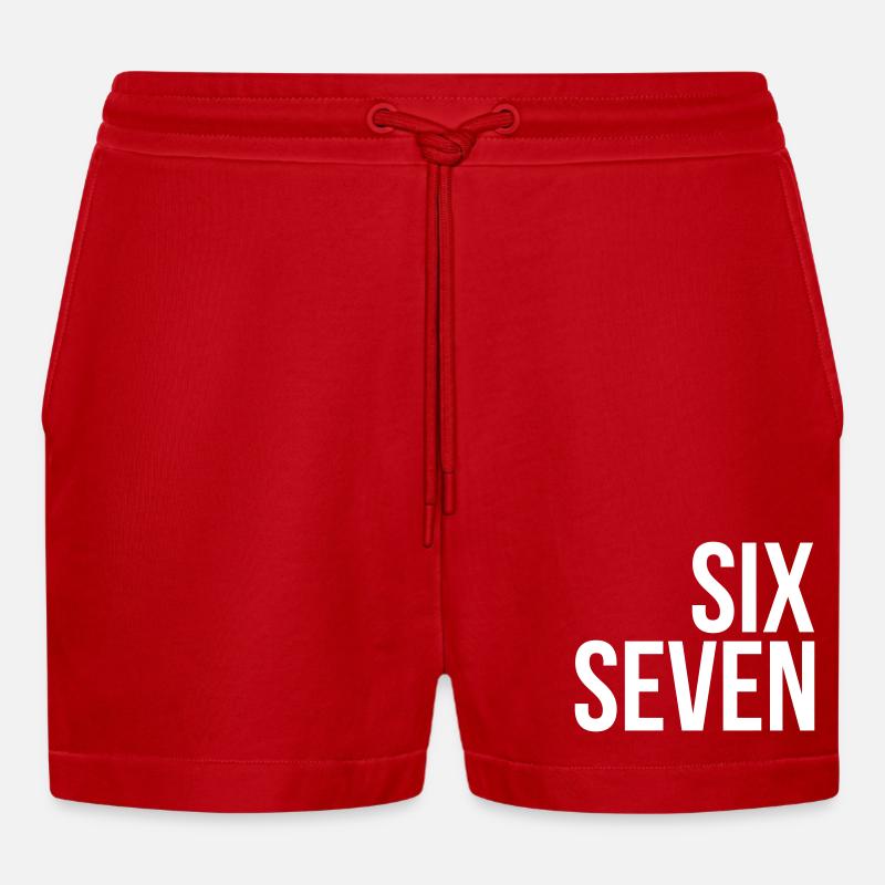 67 texte « six sept » - Short bio décontracté court fabriqué en UE - rouge