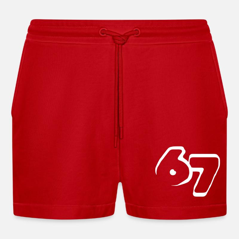 67 « six sept » tirés - Short bio décontracté court fabriqué en UE - rouge