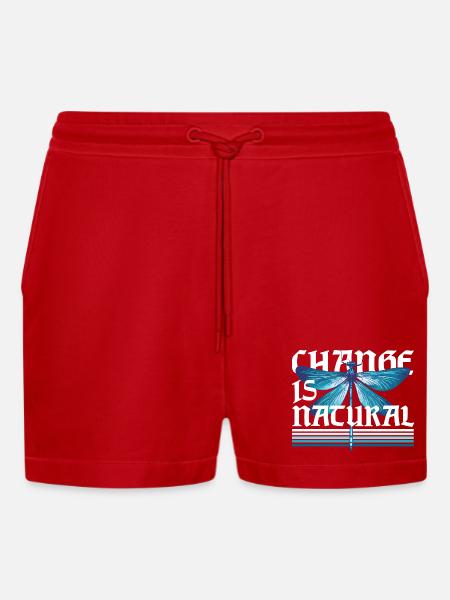 Libelle Libellen Change Is Natural - Organic Relaxed Cropped Shorts Made in EU - Rot