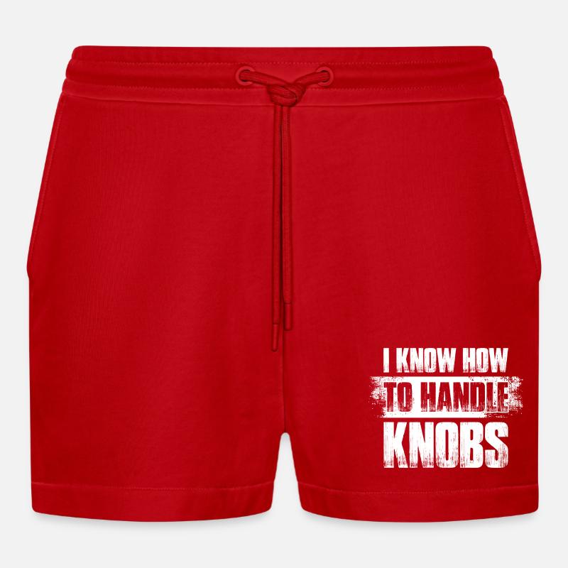 Handle knobs Tontechniker Toningenieur - Organic Relaxed Cropped Shorts Made in EU - Rot