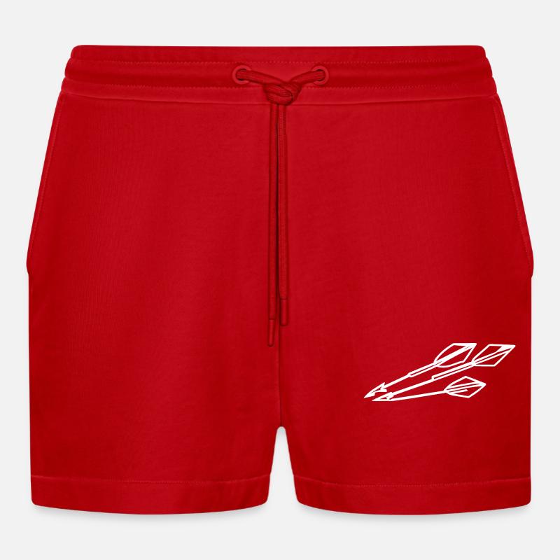 Pfeil und Bogen - Organic Relaxed Cropped Shorts Made in EU - Rot