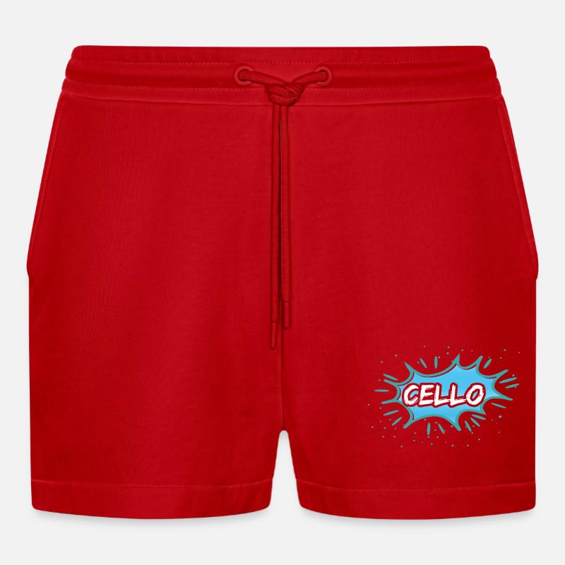 Violoncelle cadeau - Short bio décontracté court fabriqué en UE - rouge