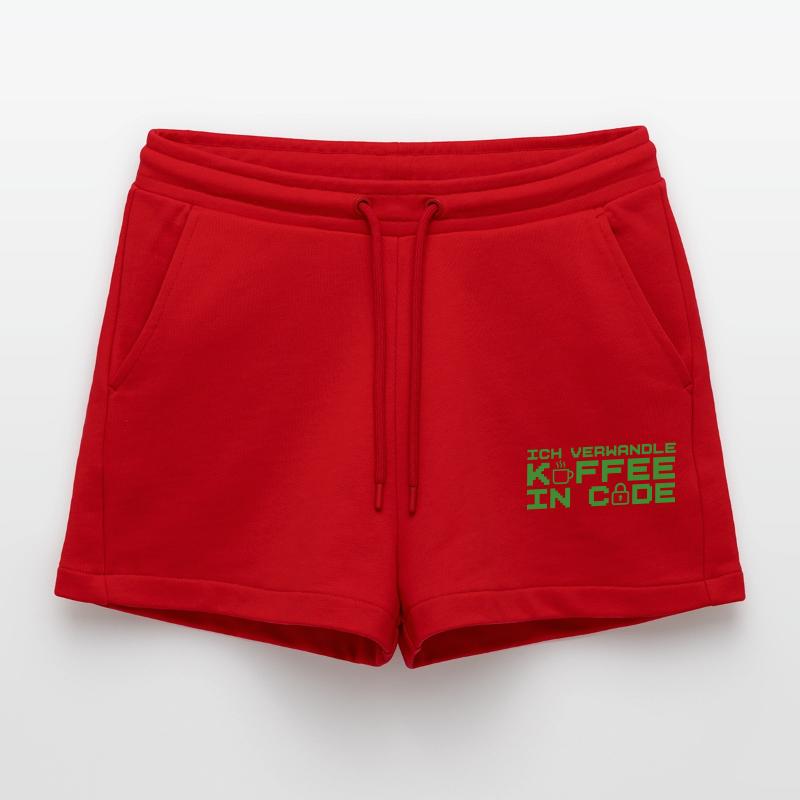 Informatik Verwandle Kaffee in Code Programmierer Organic Relaxed Cropped Shorts Made in EU