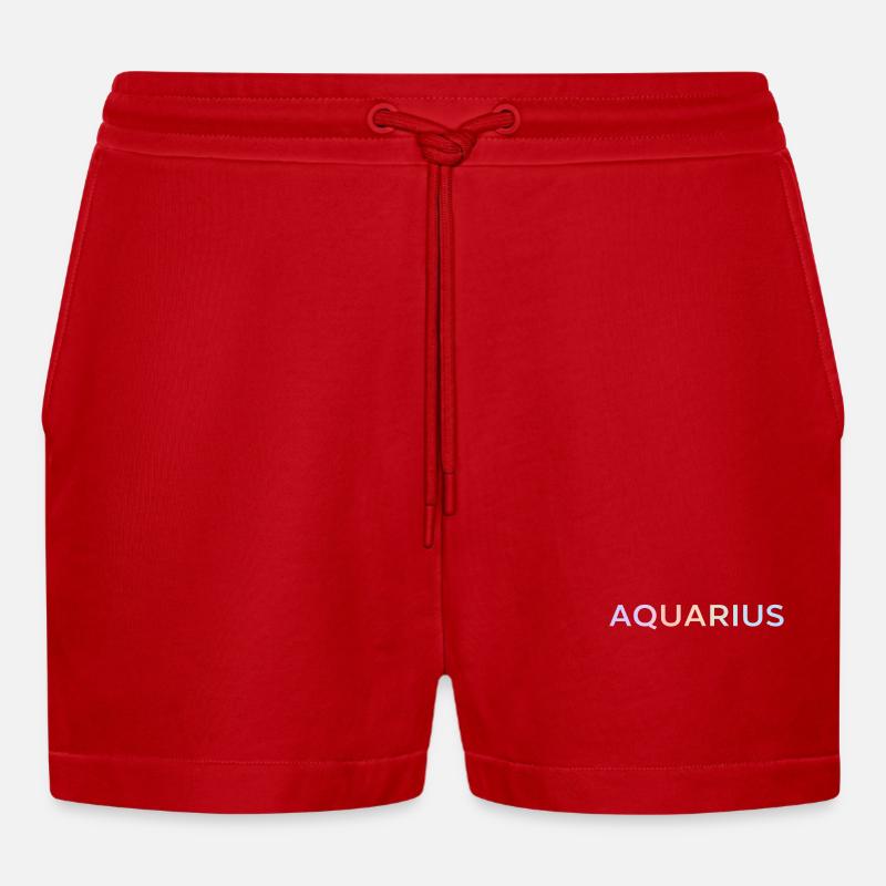 Pastel Aquarius Gradient Typography - Organic Relaxed Cropped Shorts Made in EU - red
