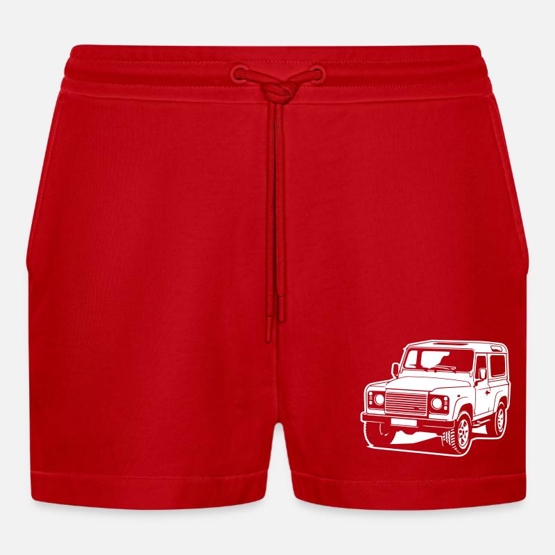 Defender (Differenzbild) - Organic Relaxed Cropped Shorts Made in EU - Rot