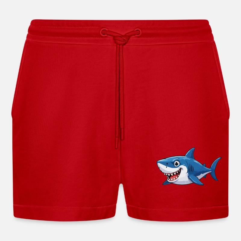 Shark Comic - Short bio décontracté court fabriqué en UE - rouge