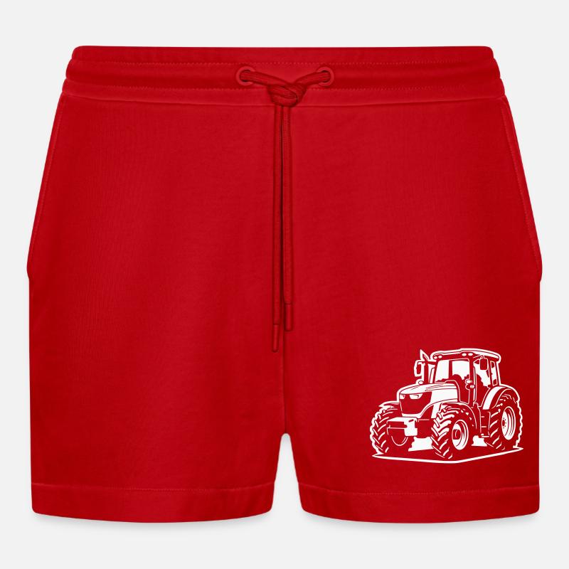 Traktor / Trecker / Schlepper (Differenzbild) - Organic Relaxed Cropped Shorts Made in EU - Rot