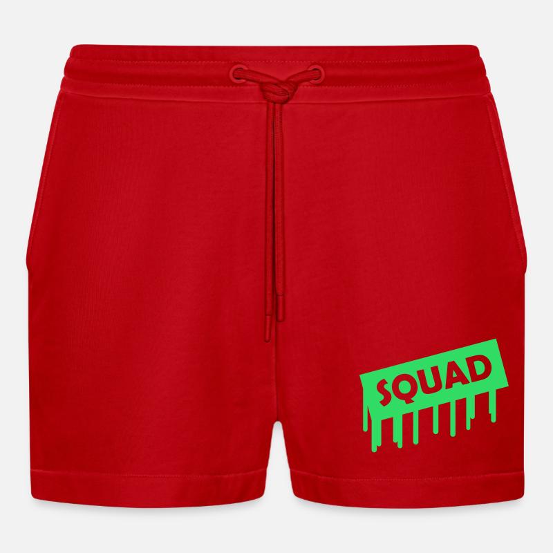 squad- - Organic Relaxed Cropped Shorts Made in EU - Rot