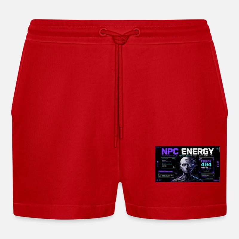 NPC ENERGY ERROR 404 - Organic Relaxed Cropped Shorts Made in EU - Rot