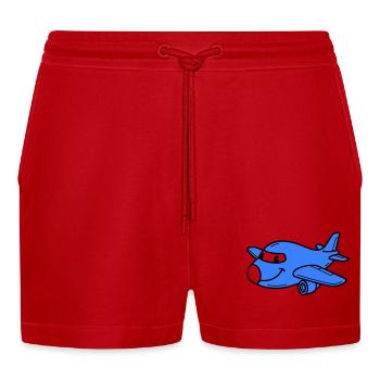Airplane Kids - Organic Relaxed Cropped Shorts Made in EU - red - Front