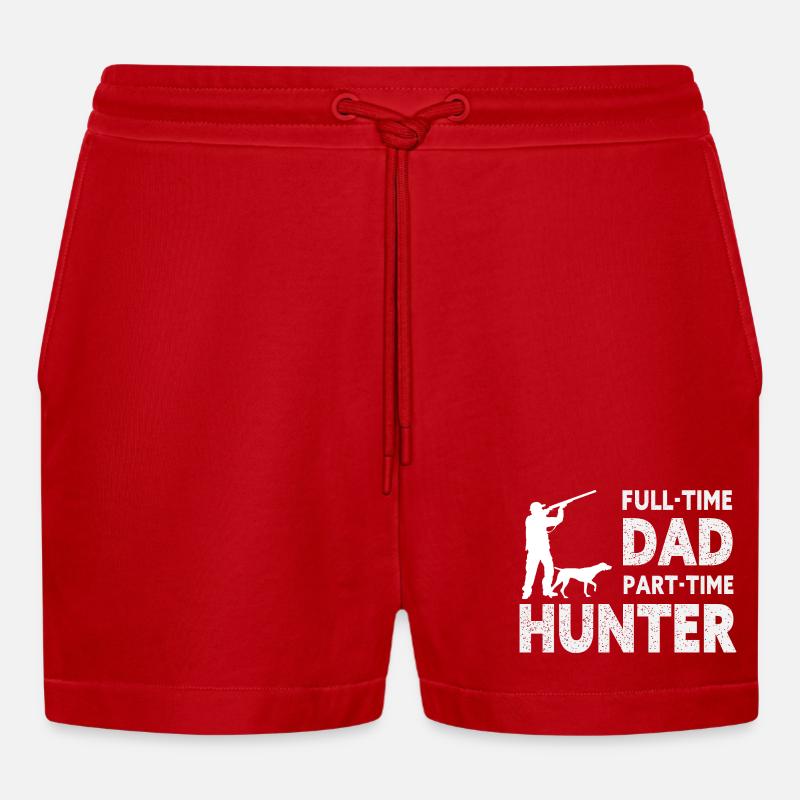 Full-Time Dad Part-Time Hunter – Dad Gift - Short bio décontracté court fabriqué en UE - rouge