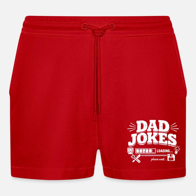 dad jokes loading please wait - Organic Relaxed Cropped Shorts Made in EU - Rot