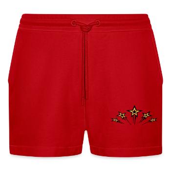 flying_stars - Organic Relaxed Cropped Shorts Made in EU - Rot - Vorne