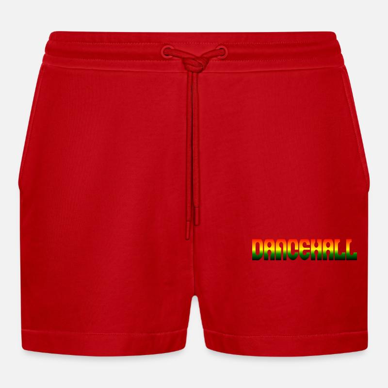 Dancehall - Organic Relaxed Cropped Shorts Made in EU - red