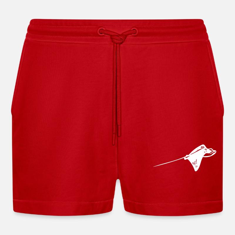 Adlerrochen Vector Flug - Organic Relaxed Cropped Shorts Made in EU - Rot