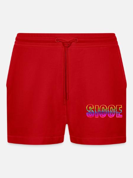 sigge rs rainbow - Organic Relaxed Cropped Shorts Made in EU - red