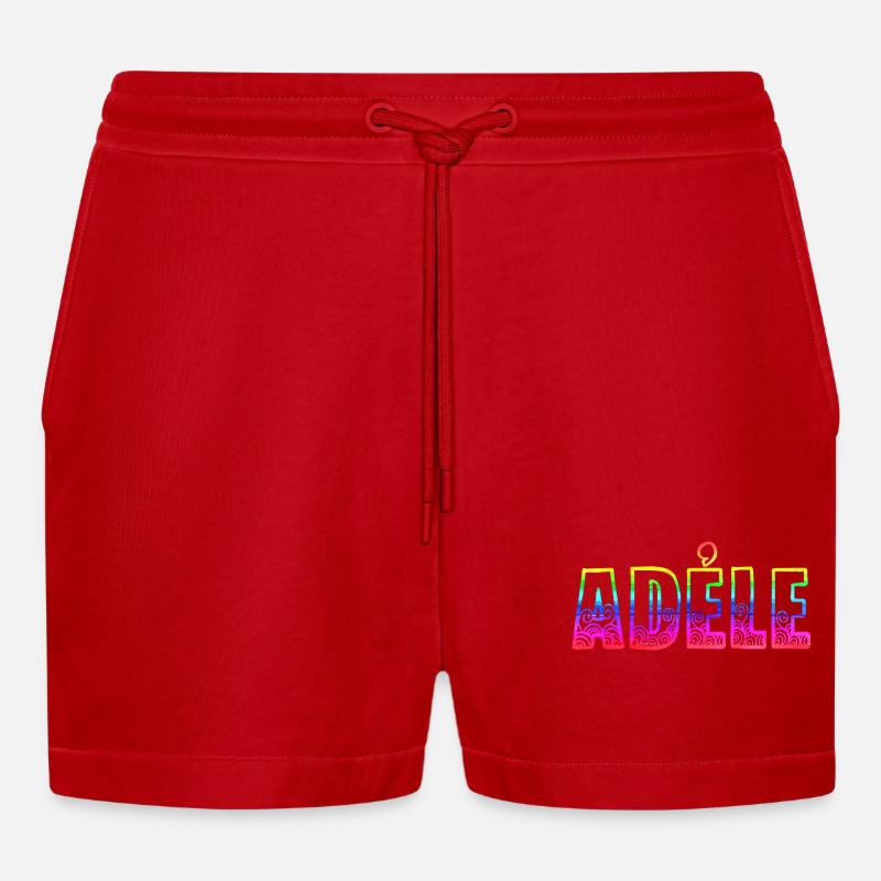 adéle rs rainbow - Organic Relaxed Cropped Shorts Made in EU - red