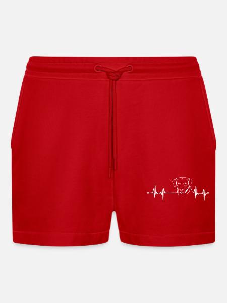 Labrador Retriever - Heartbeat - Organic Relaxed Cropped Shorts Made in EU - red