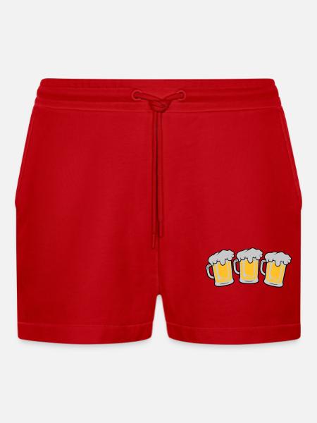 3 Maßkrug - Organic Relaxed Cropped Shorts Made in EU - red