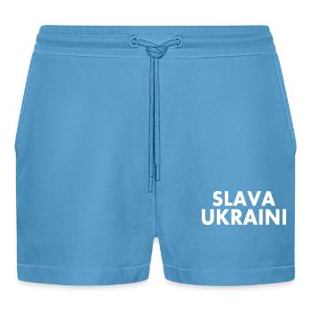 Slava ukraini - Short bio décontracté court fabriqué en UE -  Sol Blue - Devant