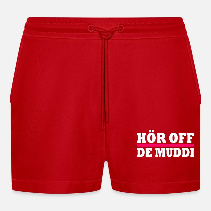 Hör off de muddi - Organic Relaxed Cropped Shorts Made in EU - Rot
