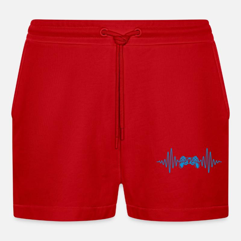 Frequency Console Retro Controller - Organic Relaxed Cropped Shorts Made in EU - red