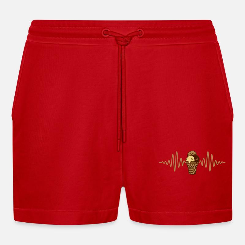 Puls Eiscreme 3 Eiskugeln - Organic Relaxed Cropped Shorts Made in EU - Rot