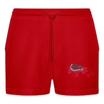 Blutlache Steak saftig Grillmeister - Organic Relaxed Cropped Shorts Made in EU - Rot - Vorne