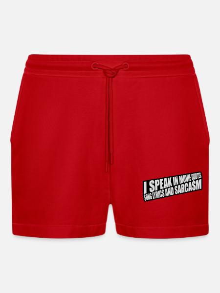 speak lyrics and sarcasm - Organic Relaxed Cropped Shorts Made in EU - red
