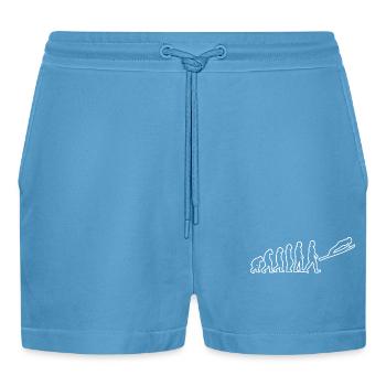 Skispringer Ski Skifliegen Wintersport Skisprung - Organic Relaxed Cropped Shorts Made in EU -  Sol Blue - Vorne
