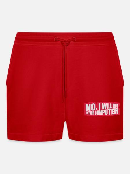 not fix your computer - Organic Relaxed Cropped Shorts Made in EU - red