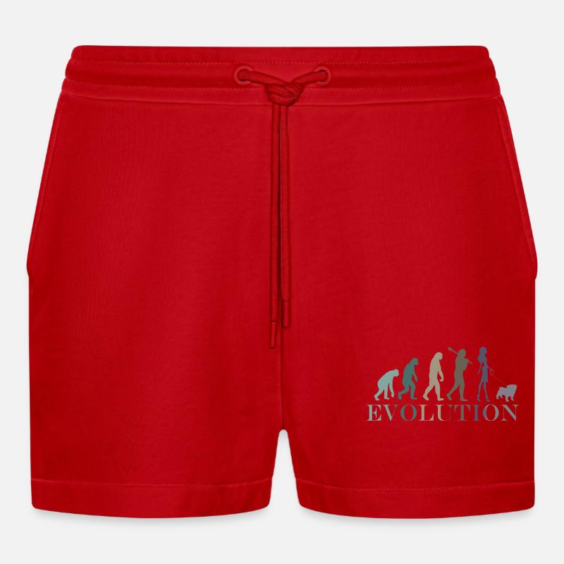 Evolution Mops Weiblich Retro Minimalismus - Organic Relaxed Cropped Shorts Made in EU - Rot