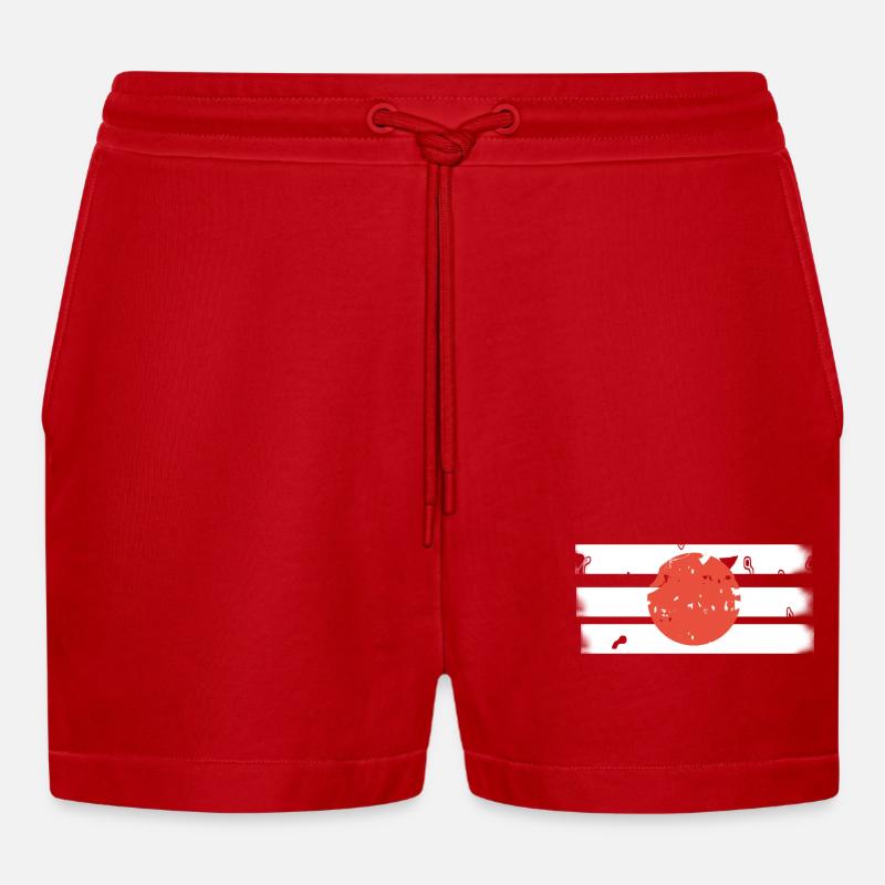 Japan - Organic Relaxed Cropped Shorts Made in EU - red