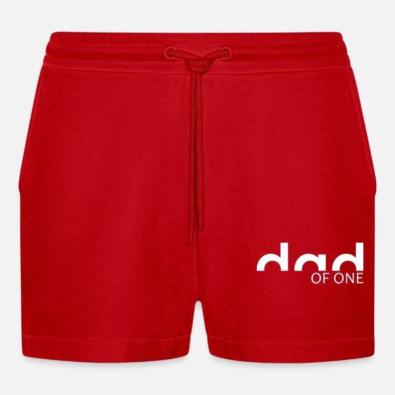 Vater eines Kindes - PAPA - Organic Relaxed Cropped Shorts Made in EU - Rot