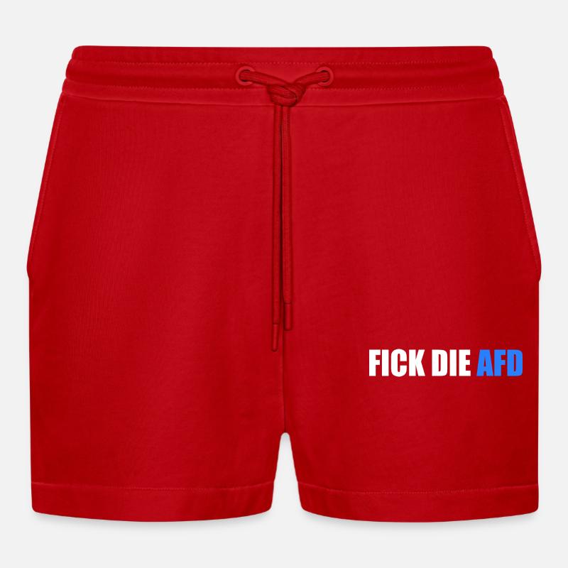 Fick die afd - Organic Relaxed Cropped Shorts Made in EU - Rot