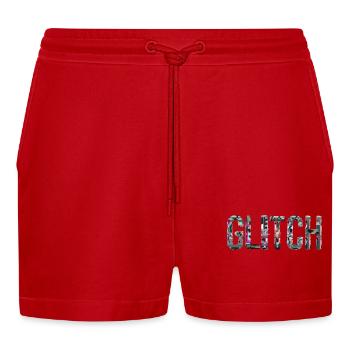 Glitch Computer PC Electronics Gaming Media Art - Organic Relaxed Cropped Shorts Made in EU - red - Front