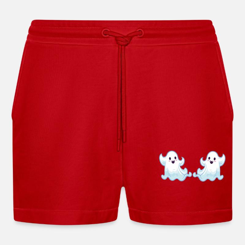 geist ghost cartoon 2 - Organic Relaxed Cropped Shorts Made in EU - Rot