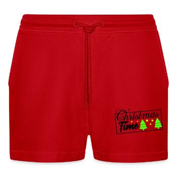 christmas time - Organic Relaxed Cropped Shorts Made in EU - Rot - Vorne