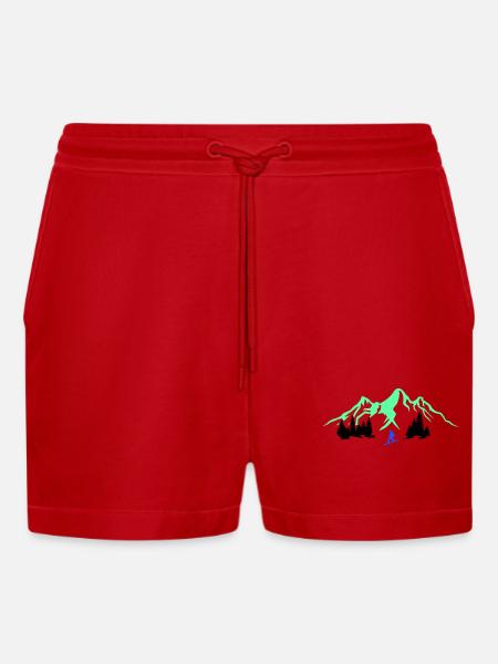 Snowboarding - Organic Relaxed Cropped Shorts Made in EU - red