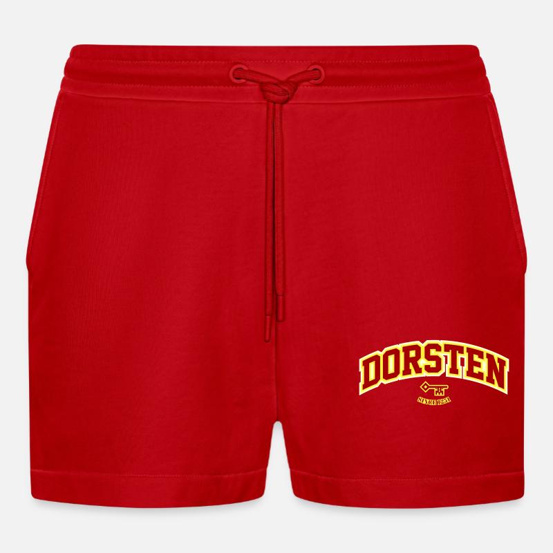Dorsten - Organic Relaxed Cropped Shorts Made in EU - Rot