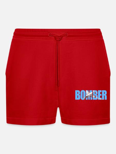 Bomber Tu-160 - Organic Relaxed Cropped Shorts Made in EU - red